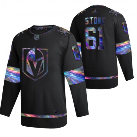 Vegas Golden Knights Dresy Mark Stone 61 2021-22 Duhová holografická Černá Authentic - Pánské